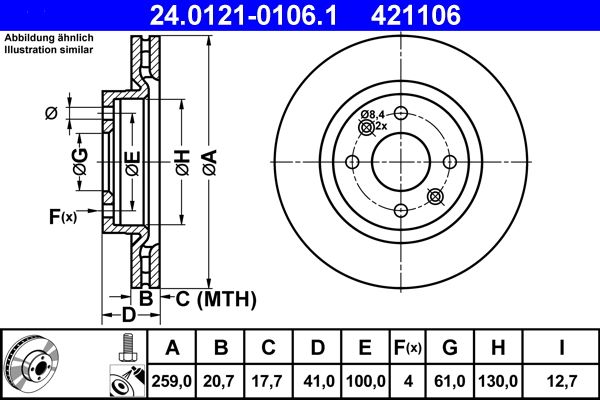 ATE 24.0121-0106.1 Brake Disc