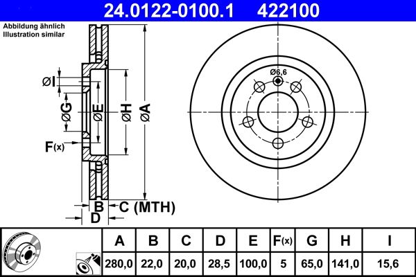 ATE 24.0122-0100.1 Brake Disc