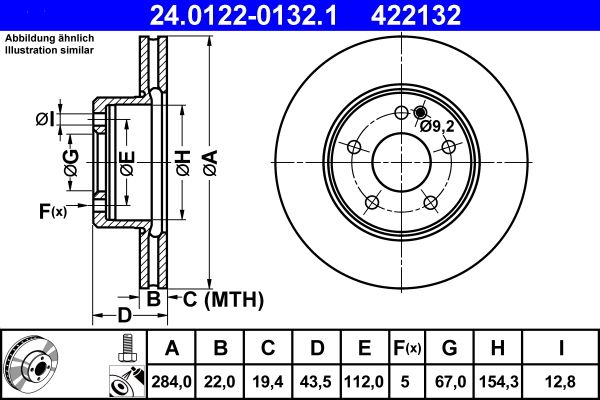 ATE 24.0122-0132.1 Brake Disc