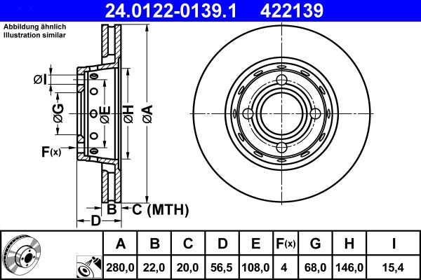 ATE 24.0122-0139.1 Brake Disc