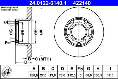 Brake Disc ATE 24.0122-0140.1
