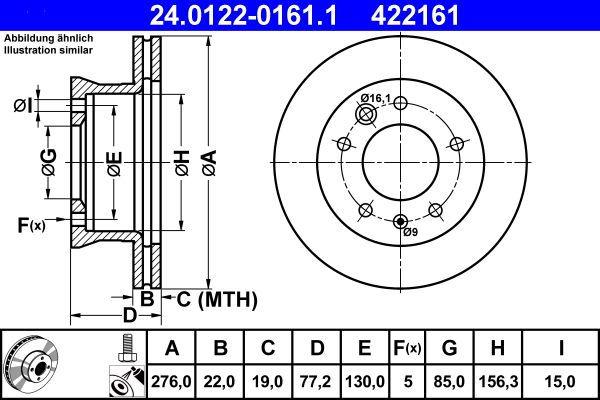 ATE 24.0122-0161.1 Brake Disc