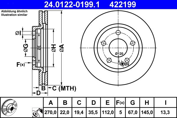 ATE 24.0122-0199.1 Brake Disc