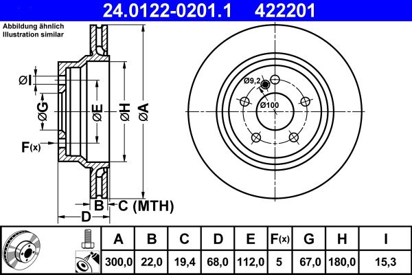 ATE 24.0122-0201.1 Brake Disc
