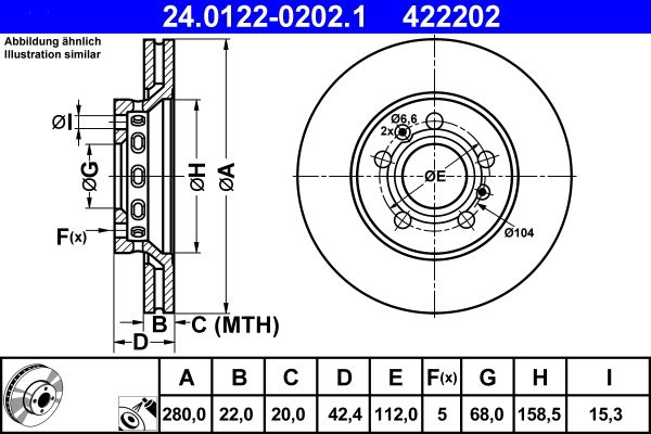 ATE 24.0122-0202.1 Brake Disc