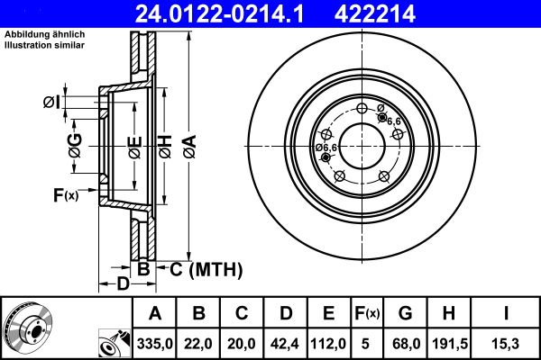 ATE 24.0122-0214.1 Brake Disc