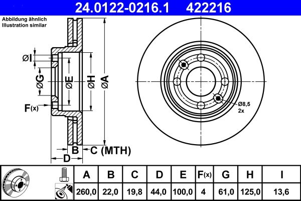 ATE 24.0122-0216.1 Brake Disc