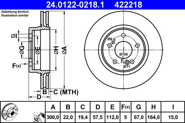ATE 24.0122-0218.1 Brake Disc