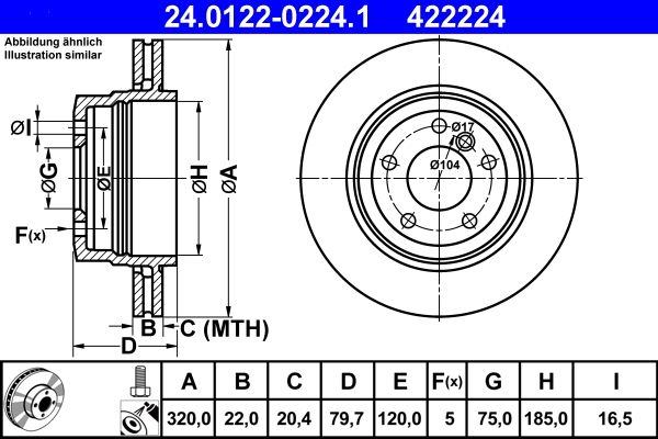 ATE 24.0122-0224.1 Brake Disc