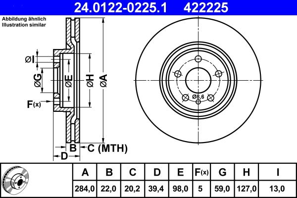 ATE 24.0122-0225.1 Brake Disc
