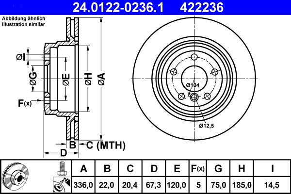 ATE 24.0122-0236.1 Brake Disc