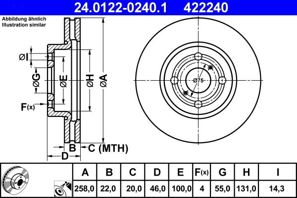 ATE 24.0122-0240.1 Brake Disc