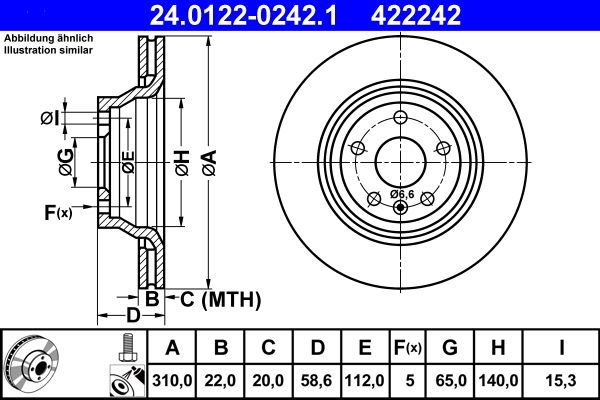 ATE 24.0122-0242.1 Brake Disc
