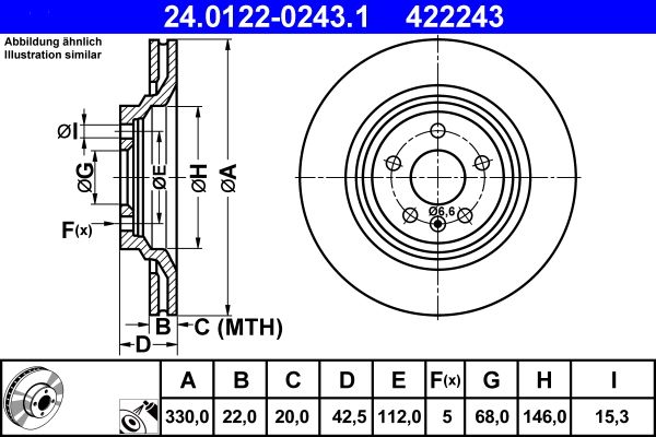 ATE 24.0122-0243.1 Brake Disc