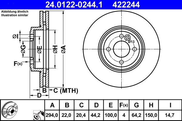 ATE 24.0122-0244.1 Brake Disc