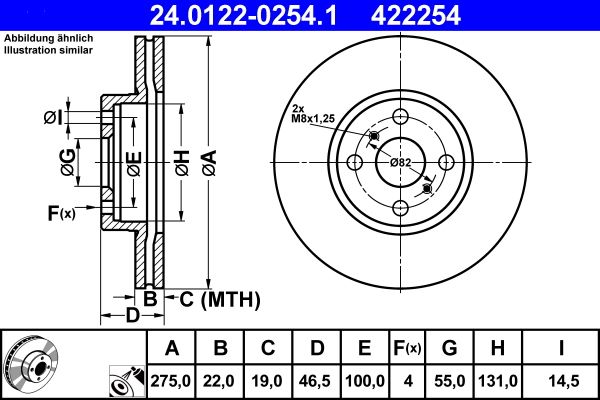 ATE 24.0122-0254.1 Brake Disc