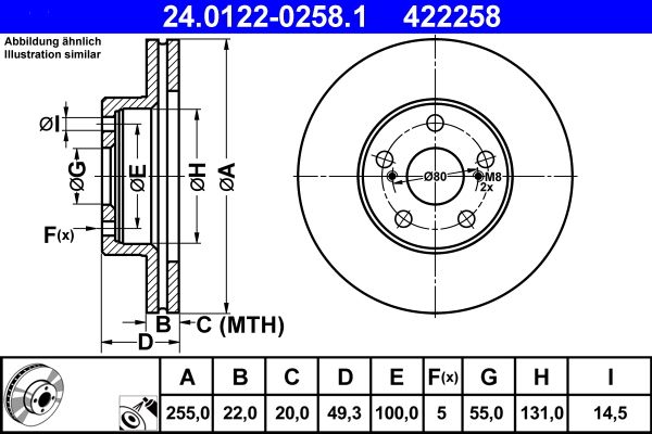 ATE 24.0122-0258.1 Brake Disc