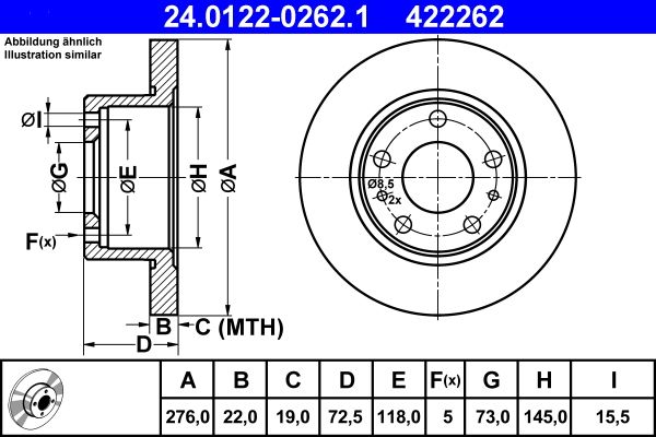 ATE 24.0122-0262.1 Brake Disc