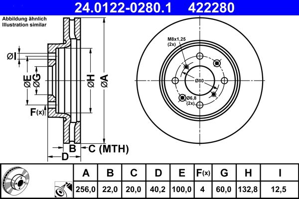 ATE 24.0122-0280.1 Brake Disc