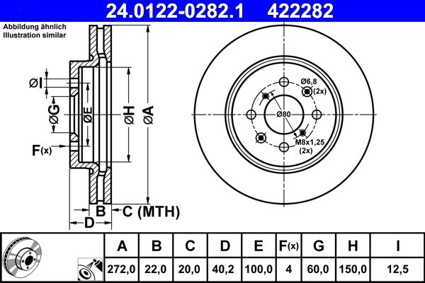 ATE 24.0122-0282.1 Brake Disc
