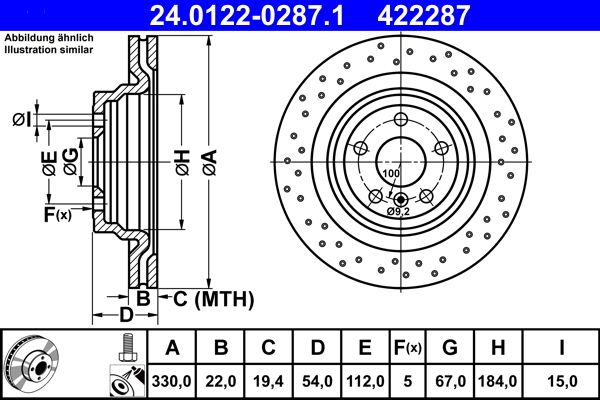 ATE 24.0122-0287.1 Brake Disc