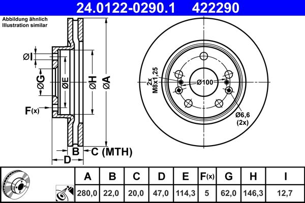 ATE 24.0122-0290.1 Brake Disc