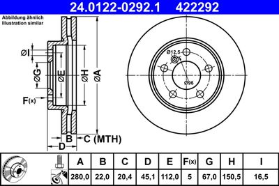 Brake Disc ATE 24.0122-0292.1