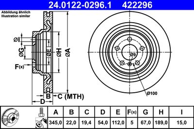 Brake Disc ATE 24.0122-0296.1