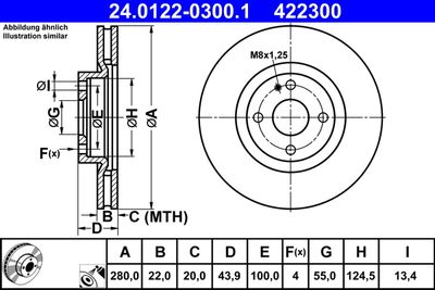 Brake Disc ATE 24.0122-0300.1