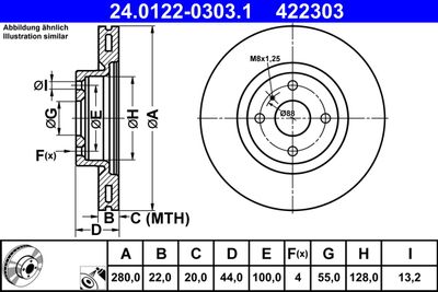 Brake Disc ATE 24.0122-0303.1