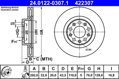 Brake Disc ATE 24.0122-0307.1