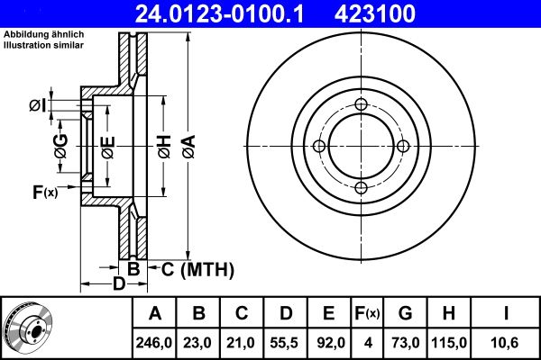 ATE 24.0123-0100.1 Brake Disc