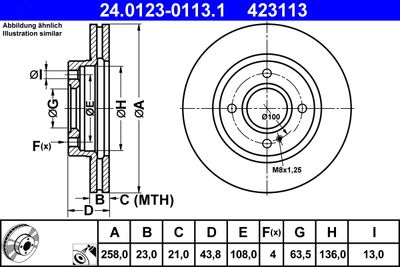 Brake Disc ATE 24.0123-0113.1