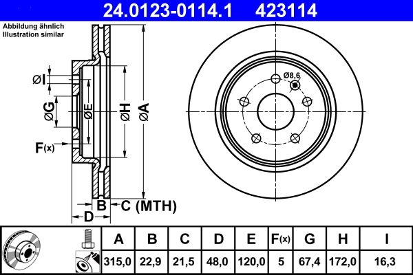 ATE 24.0123-0114.1 Brake Disc