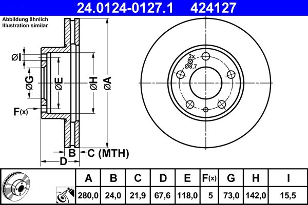 ATE 24.0124-0127.1 Brake Disc