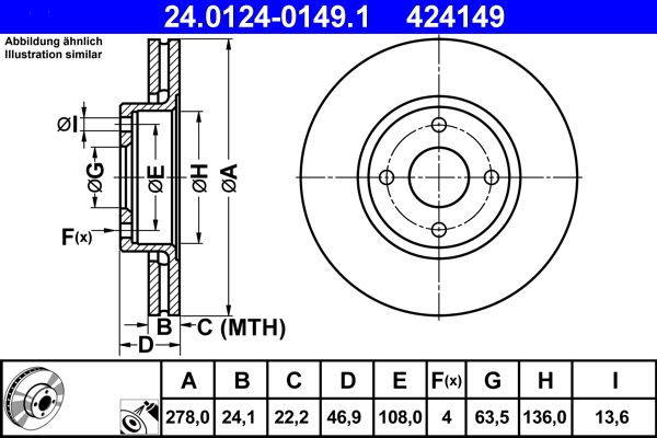 ATE 24.0124-0149.1 Brake Disc