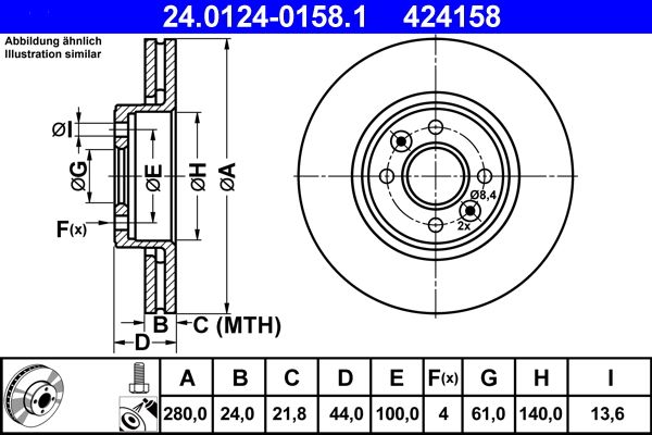 ATE 24.0124-0158.1 Brake Disc