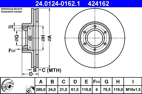 ATE 24.0124-0162.1 Brake Disc