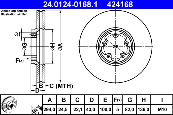 ATE 24.0124-0168.1 Brake Disc