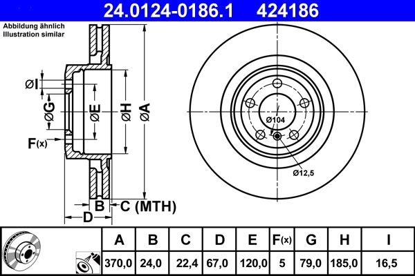 ATE 24.0124-0186.1 Brake Disc