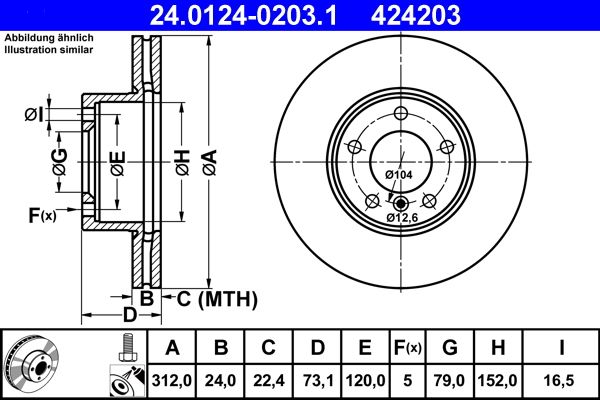 ATE 24.0124-0203.1 Brake Disc