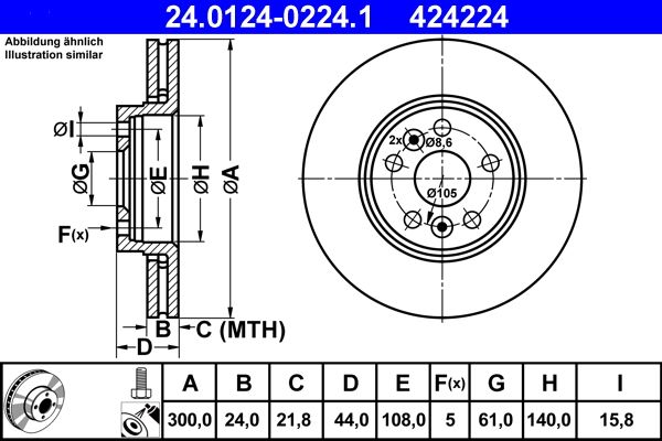 ATE 24.0124-0224.1 Brake Disc