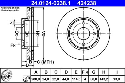 Brake Disc ATE 24.0124-0238.1