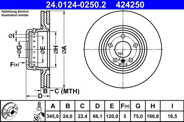 ATE 24.0124-0250.2 Brake Disc