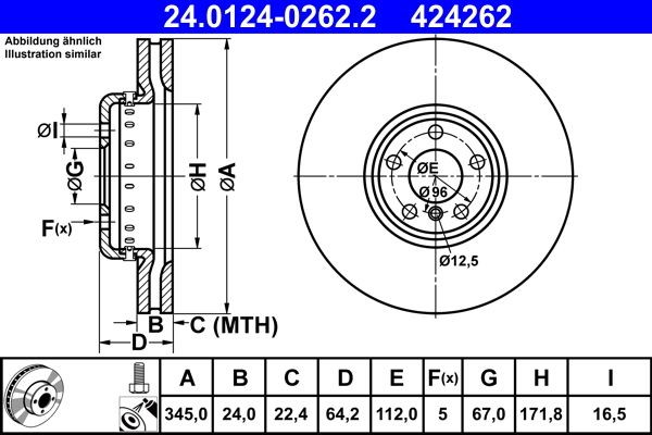 ATE 24.0124-0262.2 Brake Disc