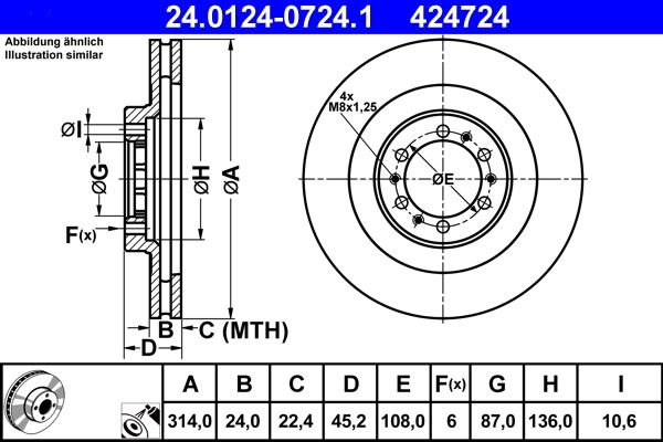 ATE 24.0124-0724.1 Brake Disc