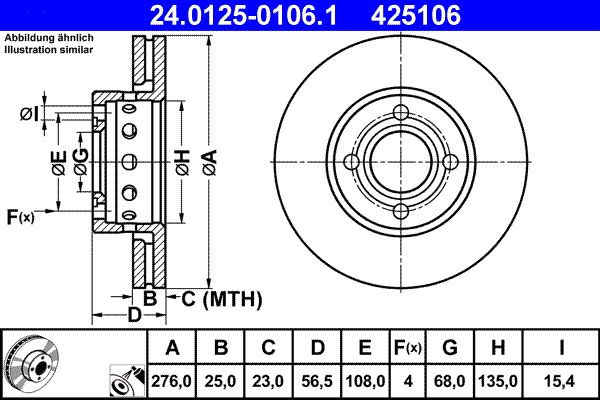 ATE 24.0125-0106.1 Brake Disc