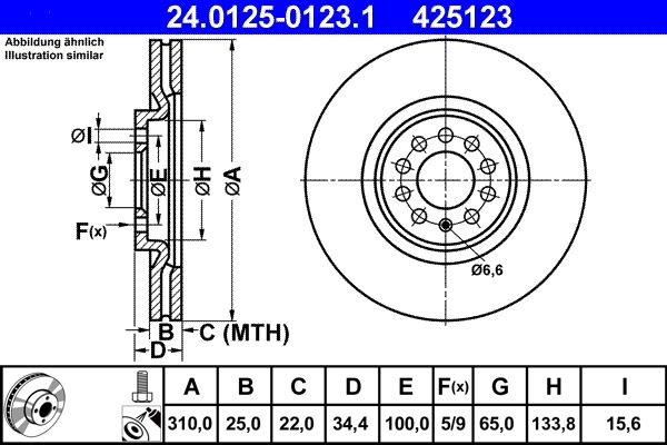 ATE 24.0125-0123.1 Brake Disc
