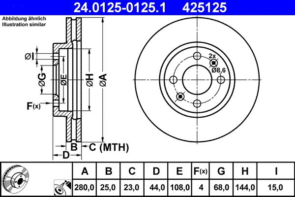ATE 24.0125-0125.1 Brake Disc
