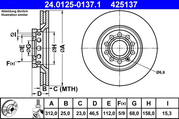 ATE 24.0125-0137.1 Brake Disc